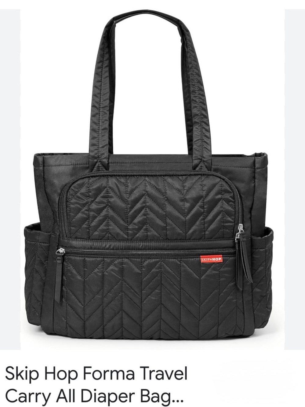 Skip Hop Forma Black Quilted Diaper Bag Tote Travel Carryall Teal Interior